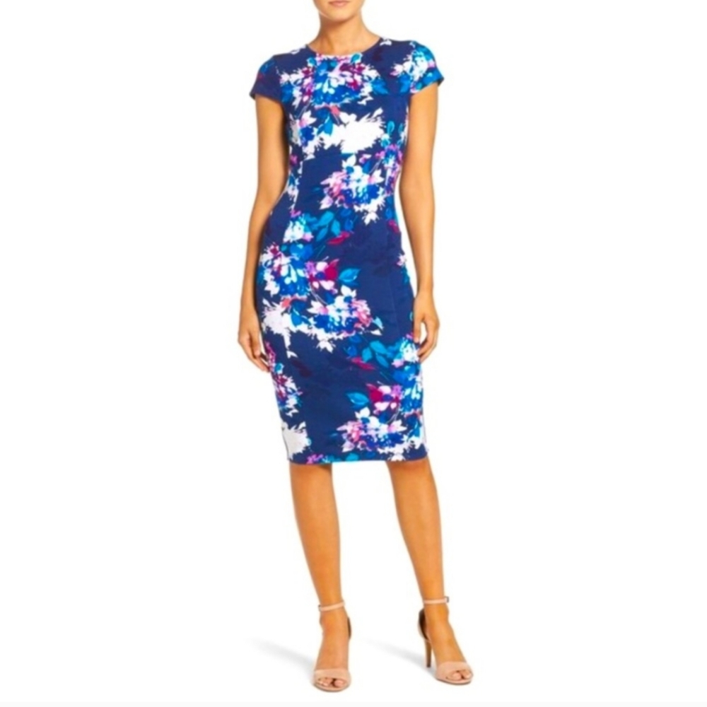 Felicity And Coco Midi Cap Sleeve Floral scuba dress Sz M